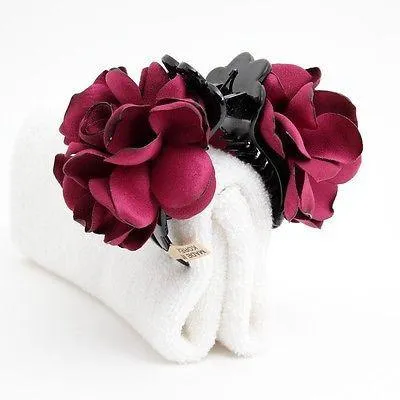 Handmade wild Rose Clamp Twin Flower/Floral Hair Jaw Claw Clip Accessories
