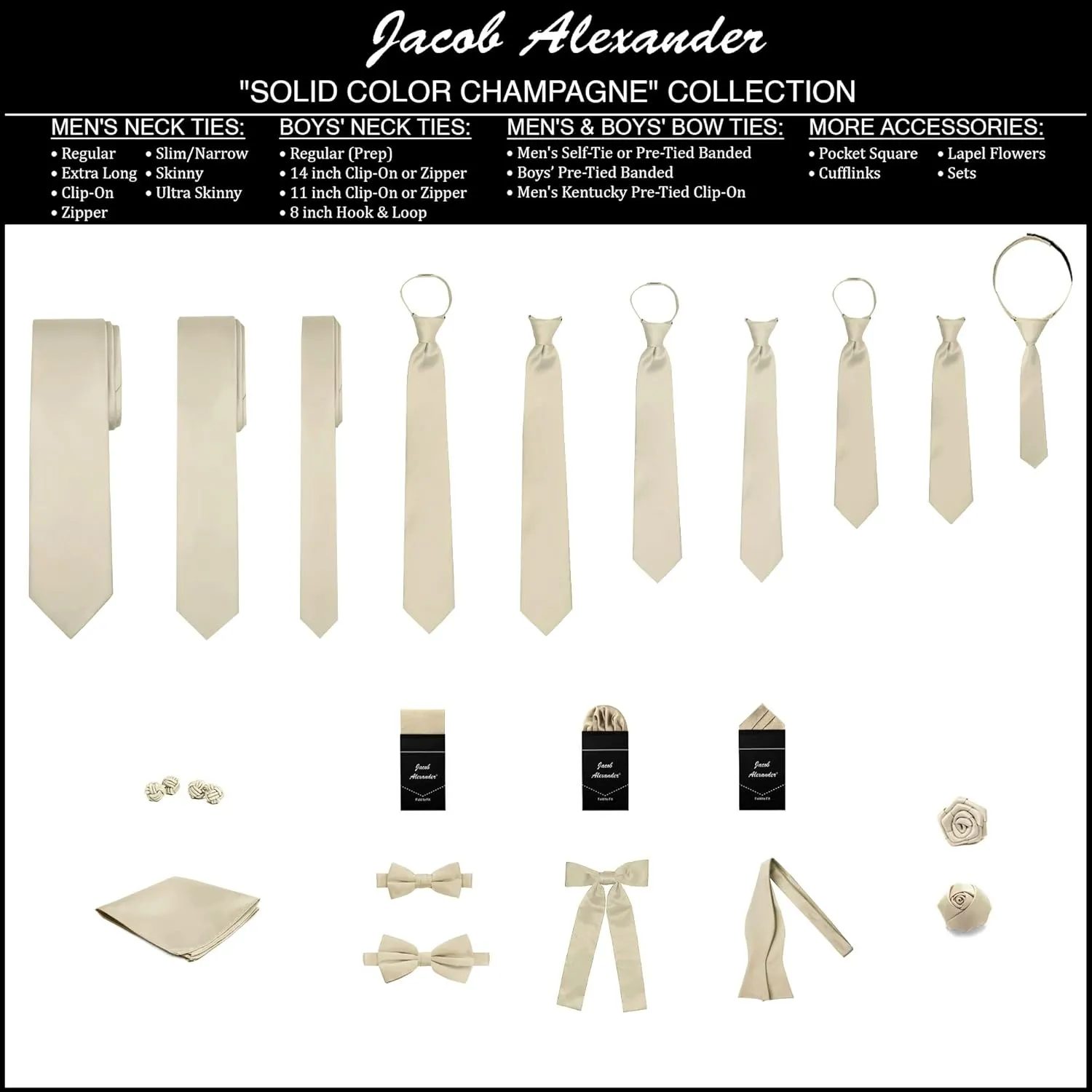 Jacob Alexander 2 Piece Set Matching Father Son Men's and Young Boys' Pre-Tied Adjustable Banded Bow Tie