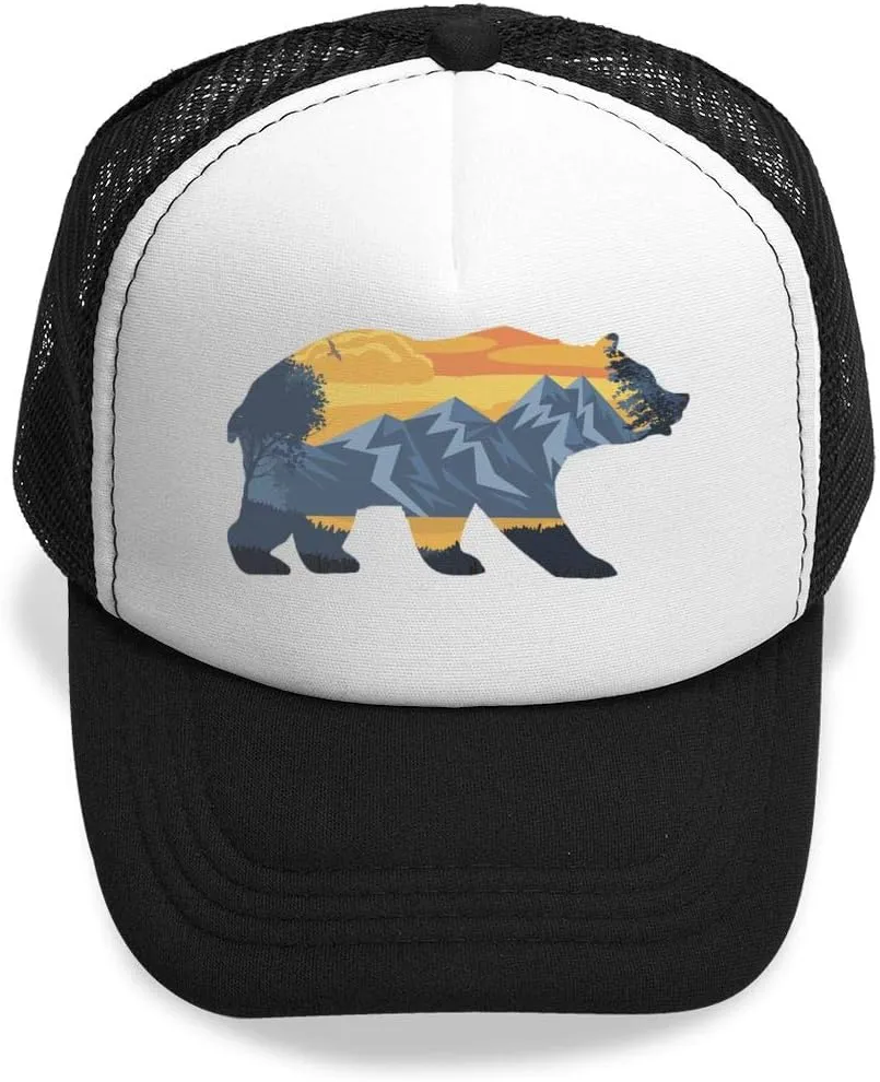 KKMKSHHG Bear Mountain Youth Adjustable Mesh Hats Baseball Trucker Cap for Boys and Girls