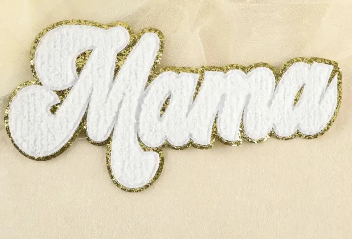 Large Chenille Mama Iron On Patch (Various Colors)