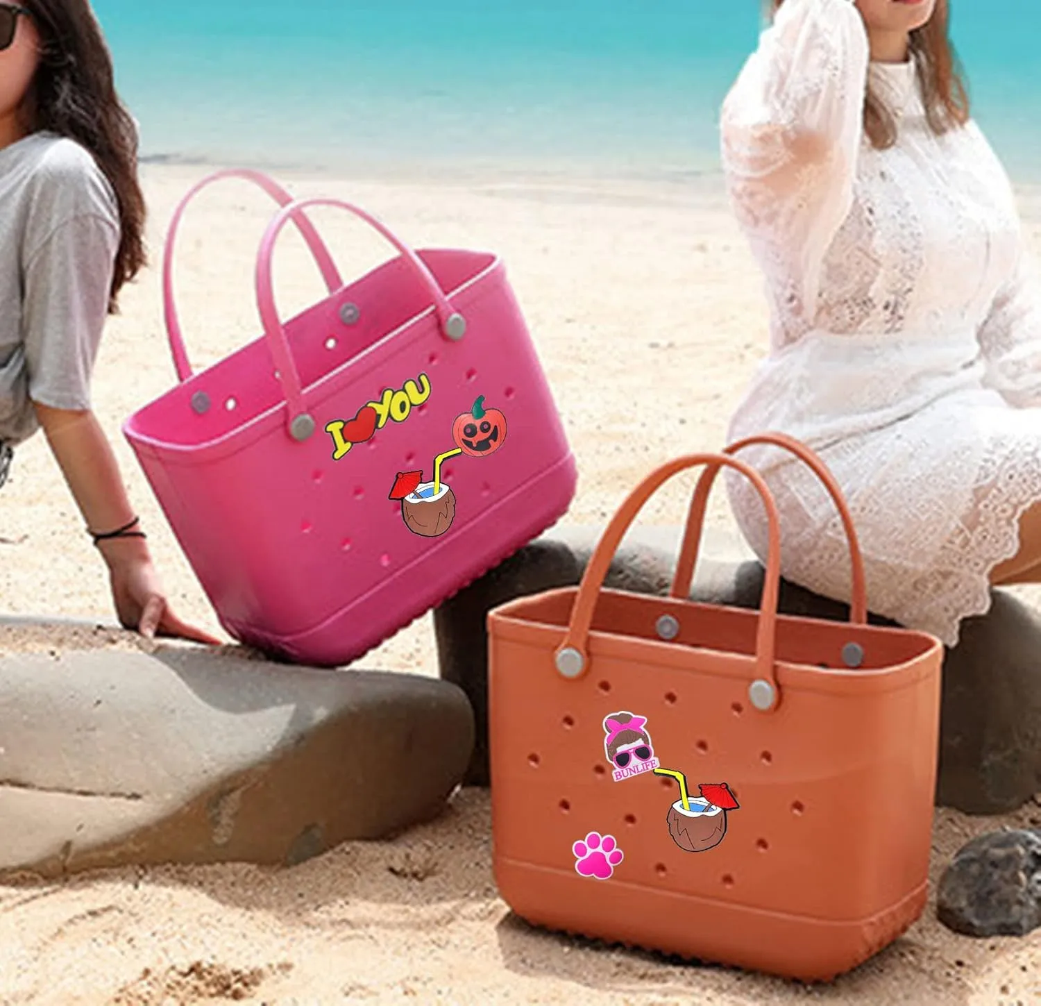 Lckaey Oversized rubber beach bag Accessories PVC Rubber Inserts Charms for Bogg Bag Totes Y064Figure 18