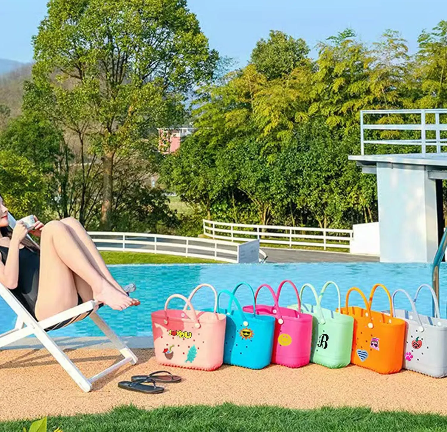 Lckaey Oversized rubber beach bag Accessories PVC Rubber Inserts Charms for Bogg Bag Totes Y064Figure 18