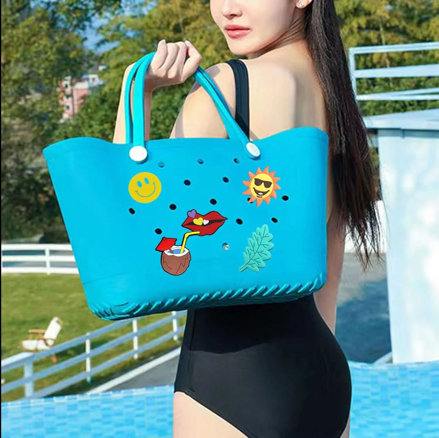 Lckaey Oversized rubber beach bag Accessories PVC Rubber Inserts Charms for Bogg Bag Totes Y064Figure 18