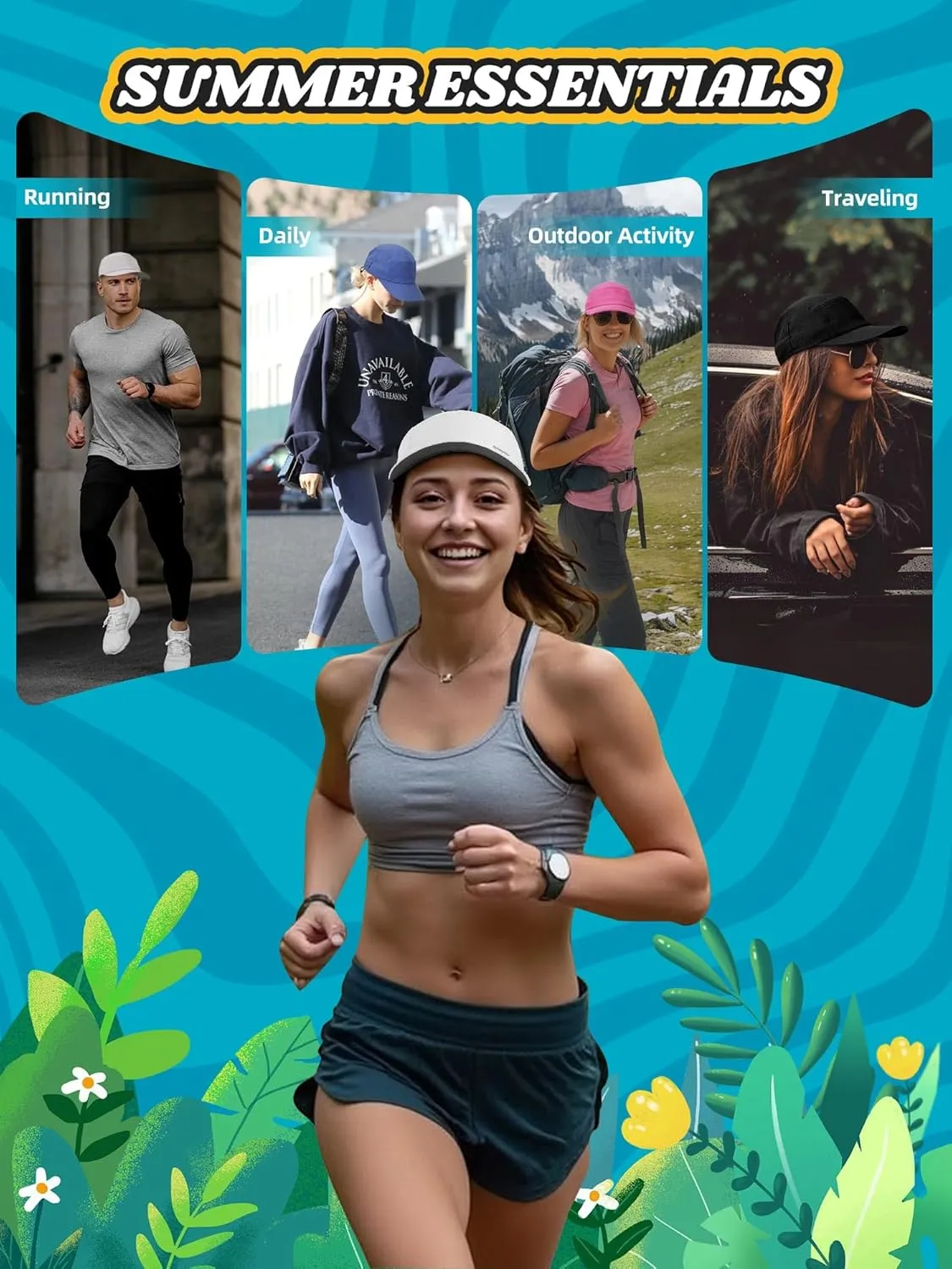 Lightweight 5 Panel Baseball Caps for Women Men, Breathable Mesh Running Hat, Sport Cap for Golf, Cycling, Tennis