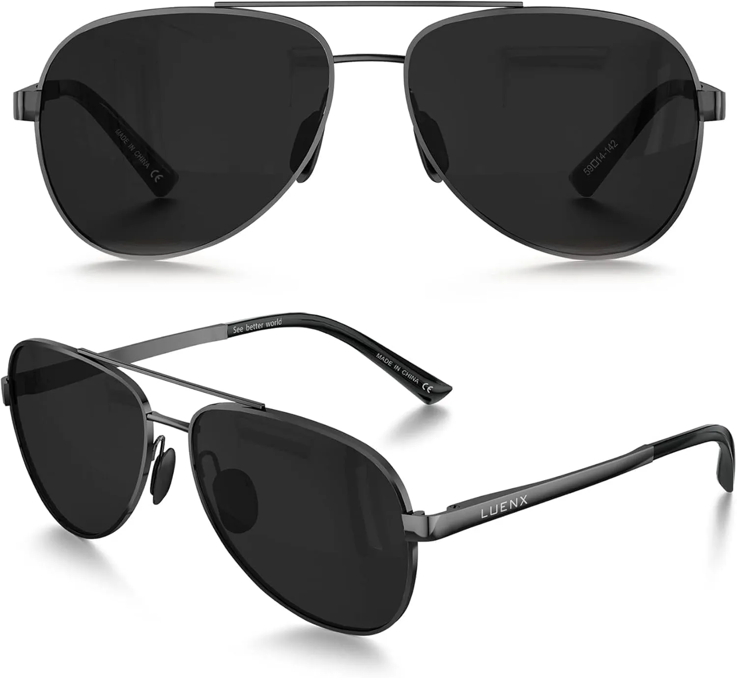 LUENX Aviator Sunglasses for Men Women Polarized - UV400 Protection, Stylish Shades, Driving, Outdoor Activities