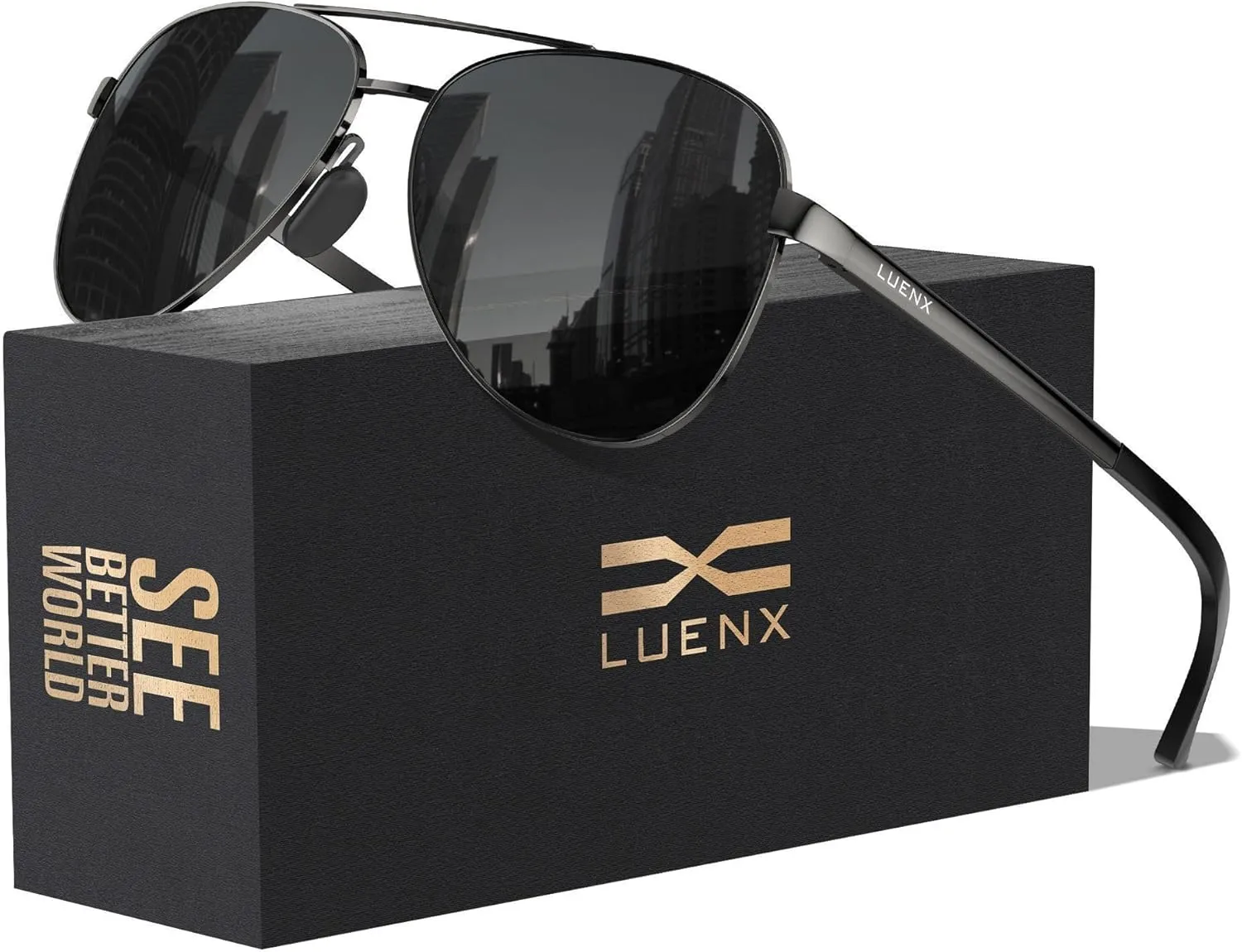 LUENX Aviator Sunglasses for Men Women Polarized - UV400 Protection, Stylish Shades, Driving, Outdoor Activities