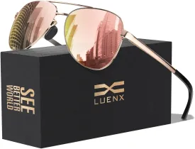 LUENX Aviator Sunglasses for Men Women Polarized - UV400 Protection, Stylish Shades, Driving, Outdoor Activities