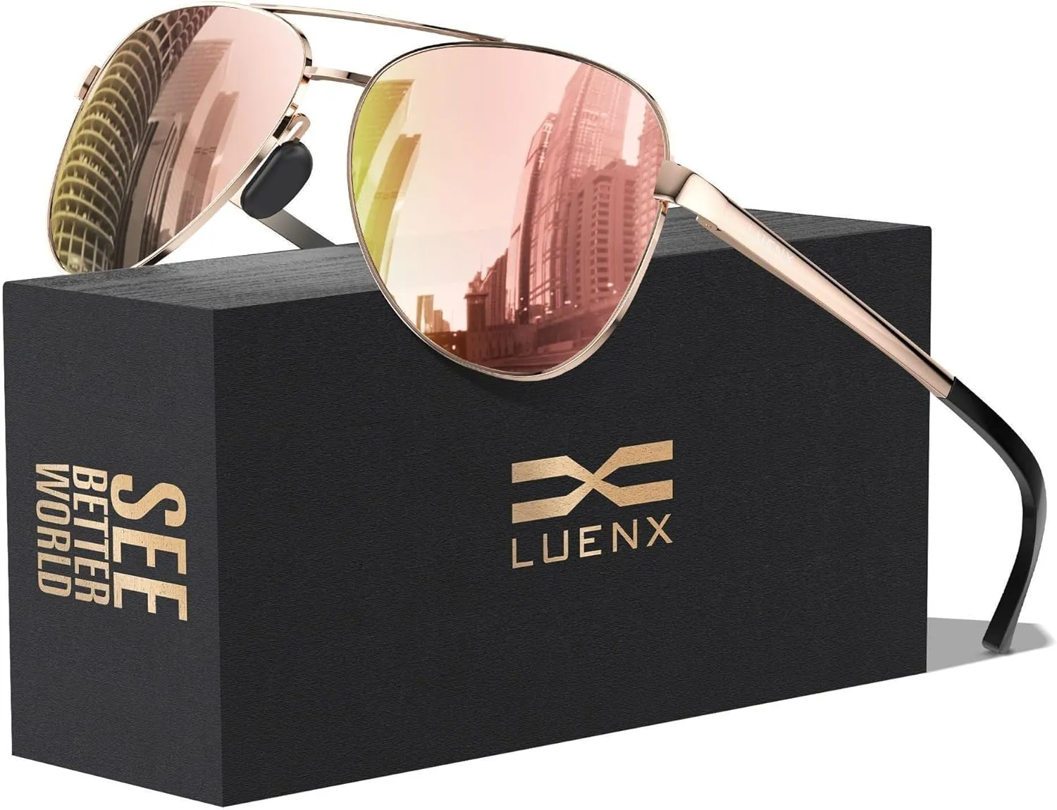 LUENX Aviator Sunglasses for Men Women Polarized - UV400 Protection, Stylish Shades, Driving, Outdoor Activities