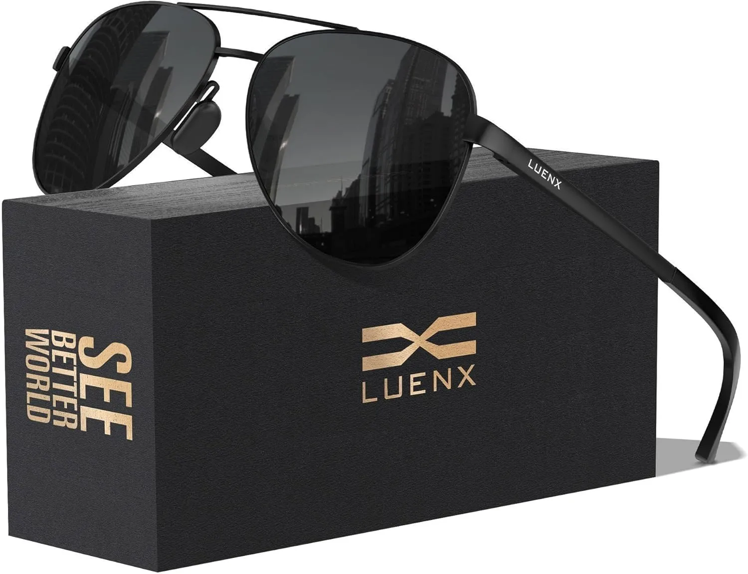 LUENX Aviator Sunglasses for Men Women Polarized - UV400 Protection, Stylish Shades, Driving, Outdoor Activities