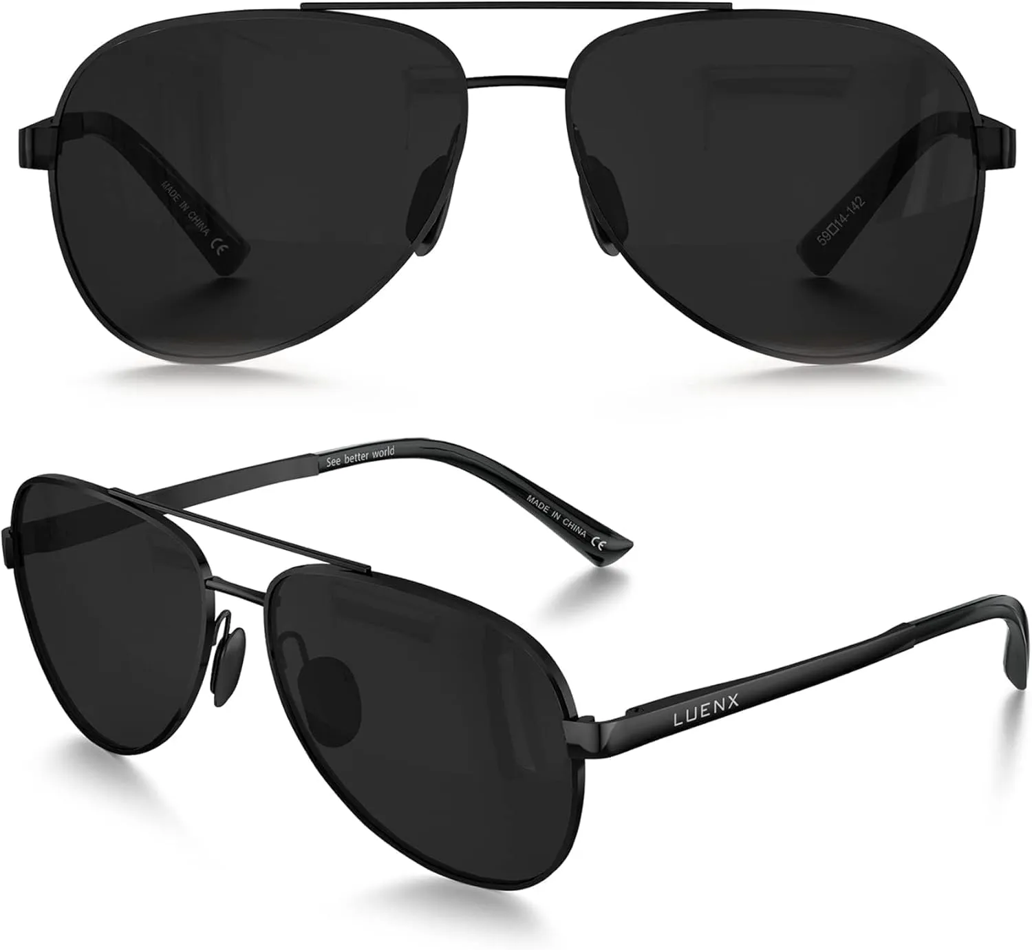 LUENX Aviator Sunglasses for Men Women Polarized - UV400 Protection, Stylish Shades, Driving, Outdoor Activities