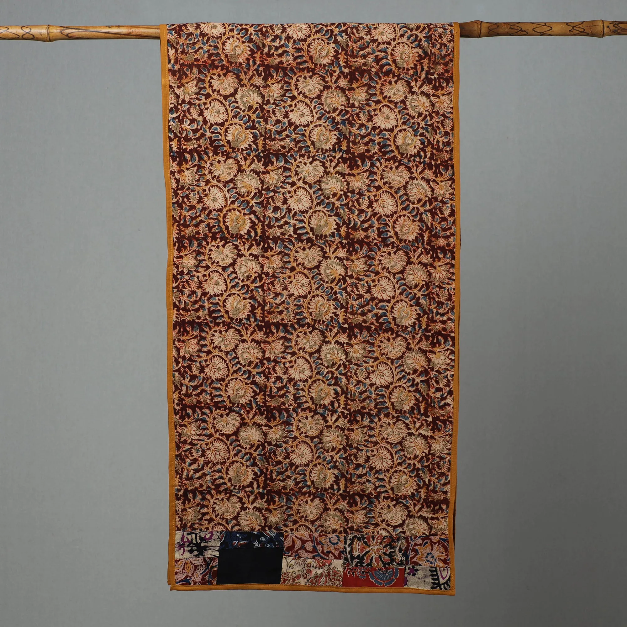 Maroon - Kalamkari Block Printed Cotton Patchwork Stole 14
