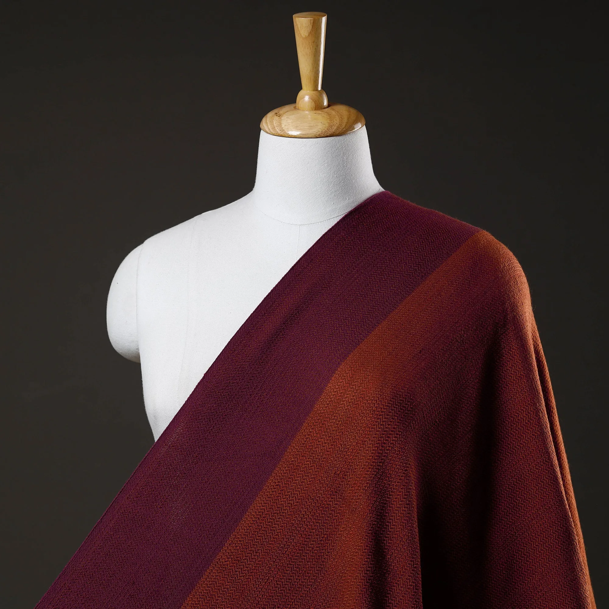 Maroon - Kumaun Handwoven Pure Merino Woolen Fabric