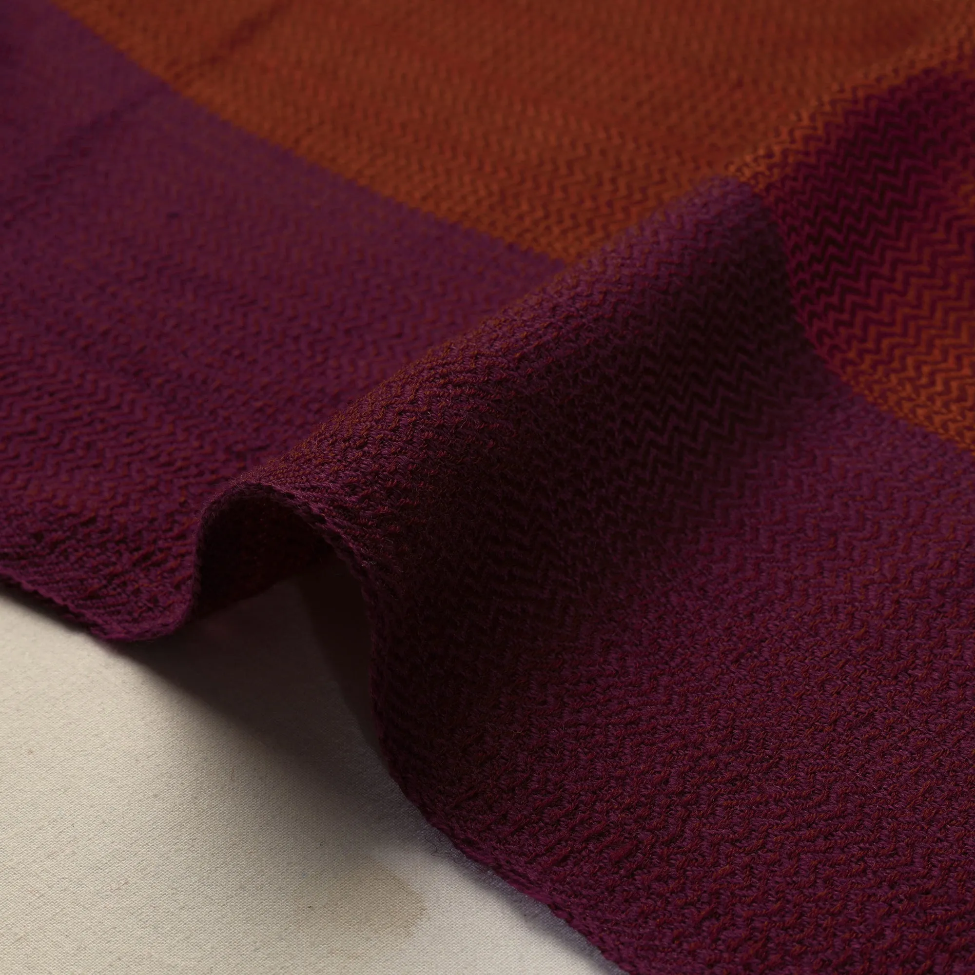 Maroon - Kumaun Handwoven Pure Merino Woolen Fabric