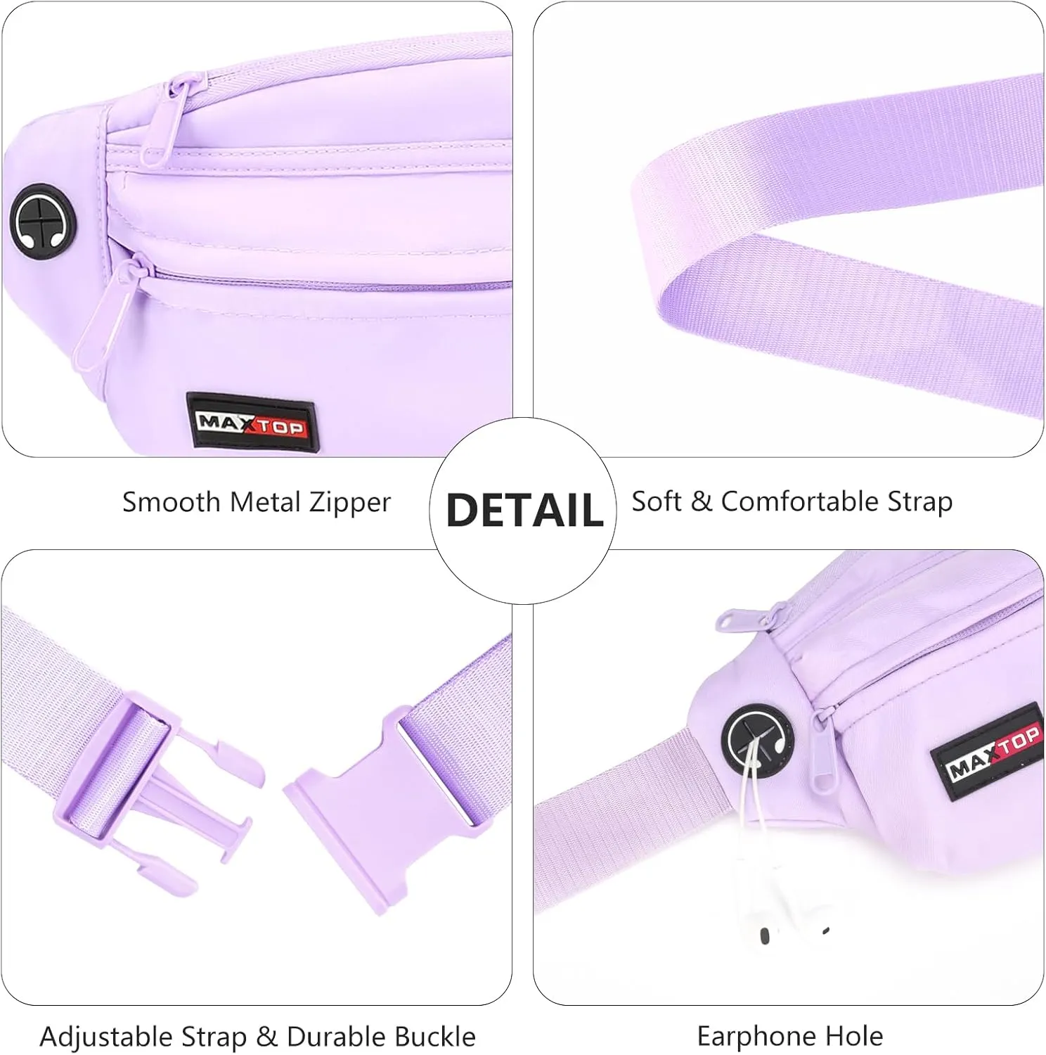 MAXTOP Large Crossbody Fanny Pack Running Travel Belts for Women Men,Water Resistant Belt Bag for Fitness Yoga Jogging Hiking Dog Waliking,Running Accessories Waist Pack Passport Bag Fits All Phones