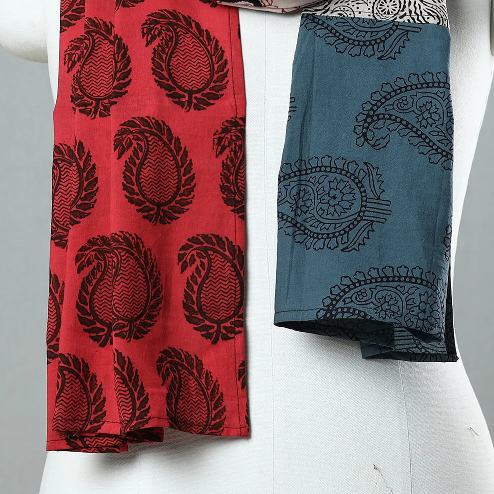 Multicolor - Bagh Block Printed Patchwork Cotton Stole 02