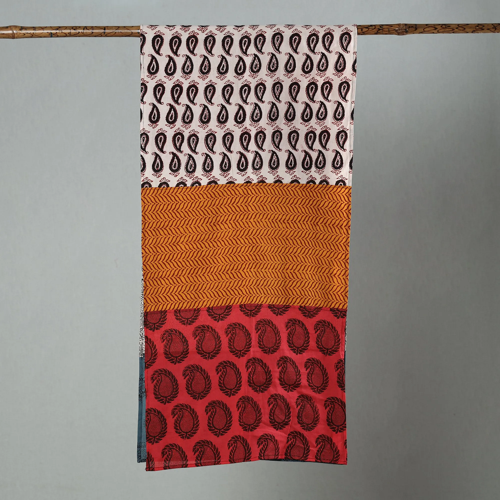 Multicolor - Bagh Block Printed Patchwork Cotton Stole 02