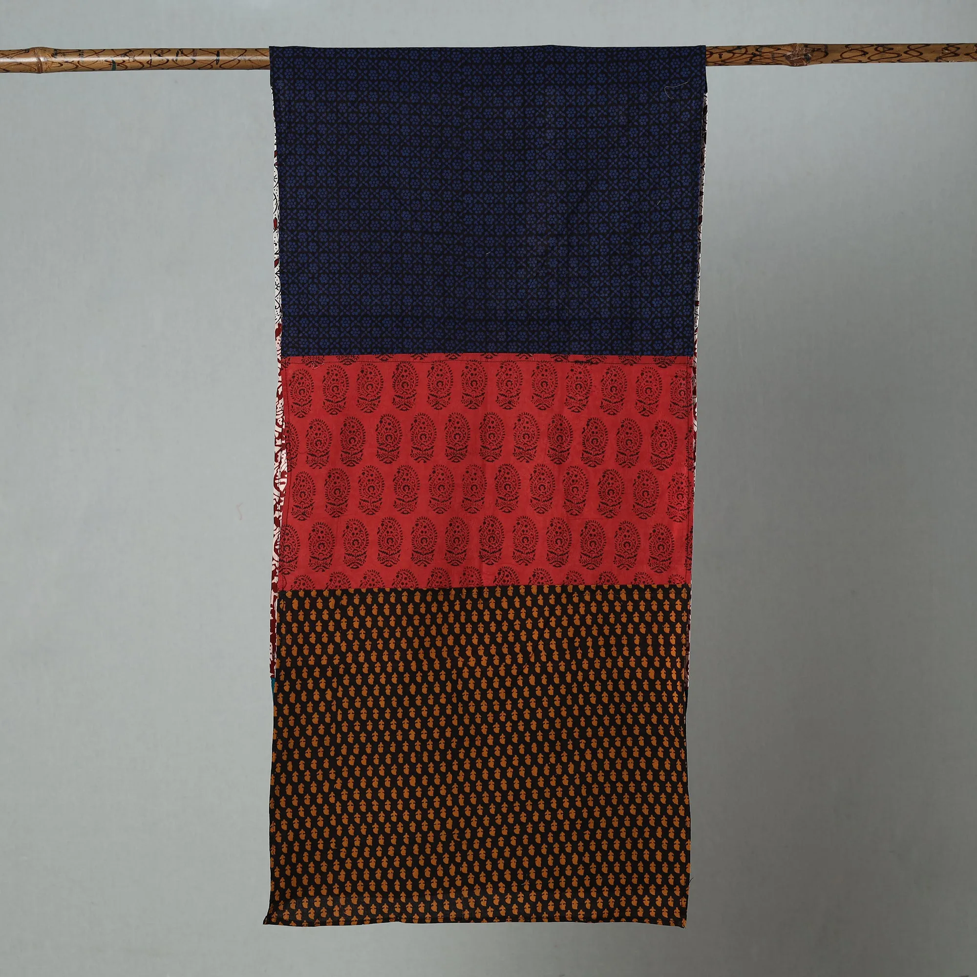 Multicolor - Bagh Block Printed Patchwork Cotton Stole 09