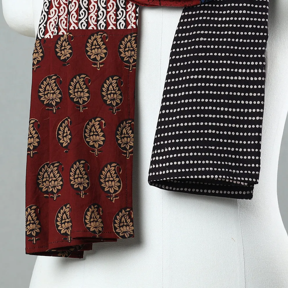 Multicolor - Bagh Block Printed Patchwork Cotton Stole 18