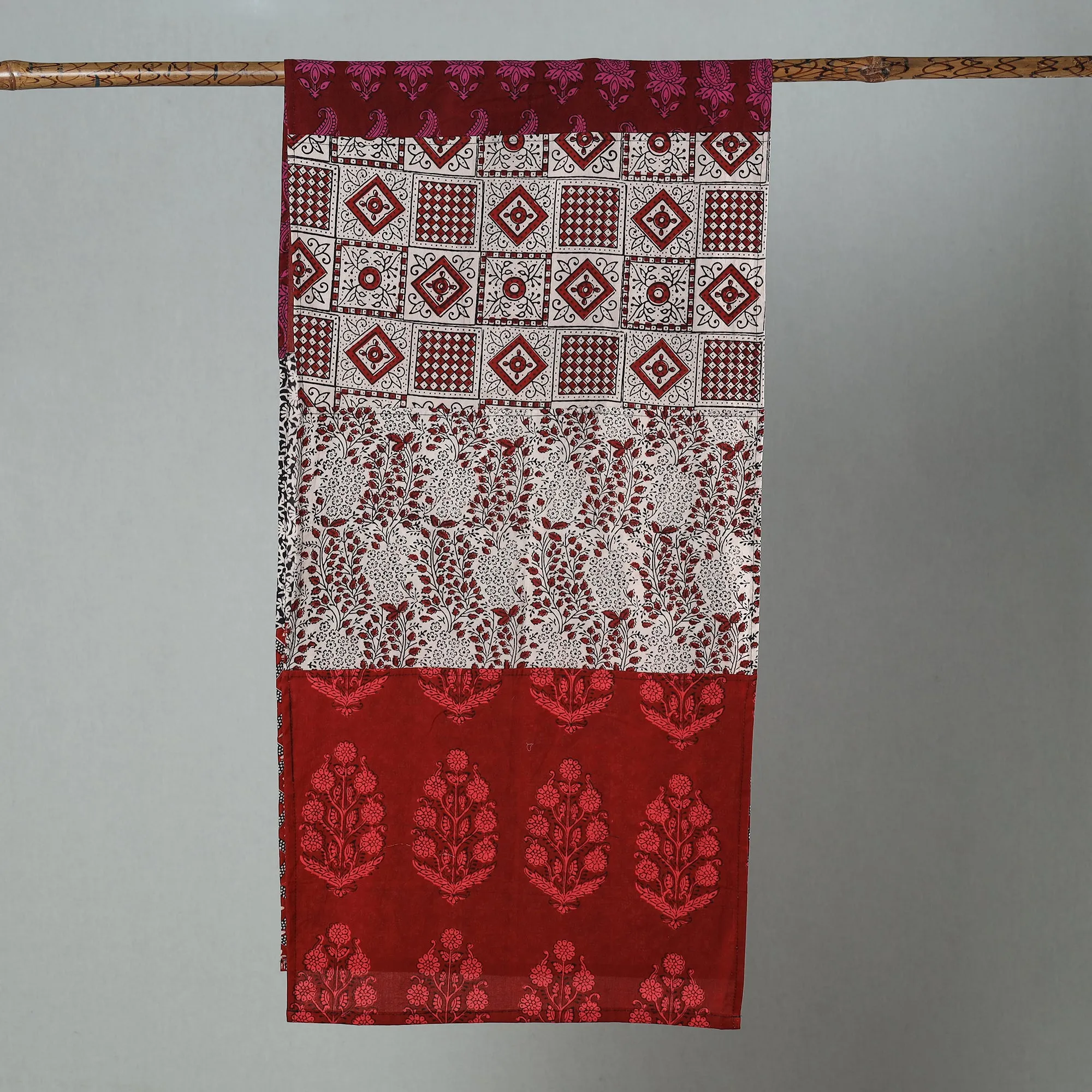 Multicolor - Bagh Block Printed Patchwork Cotton Stole 30
