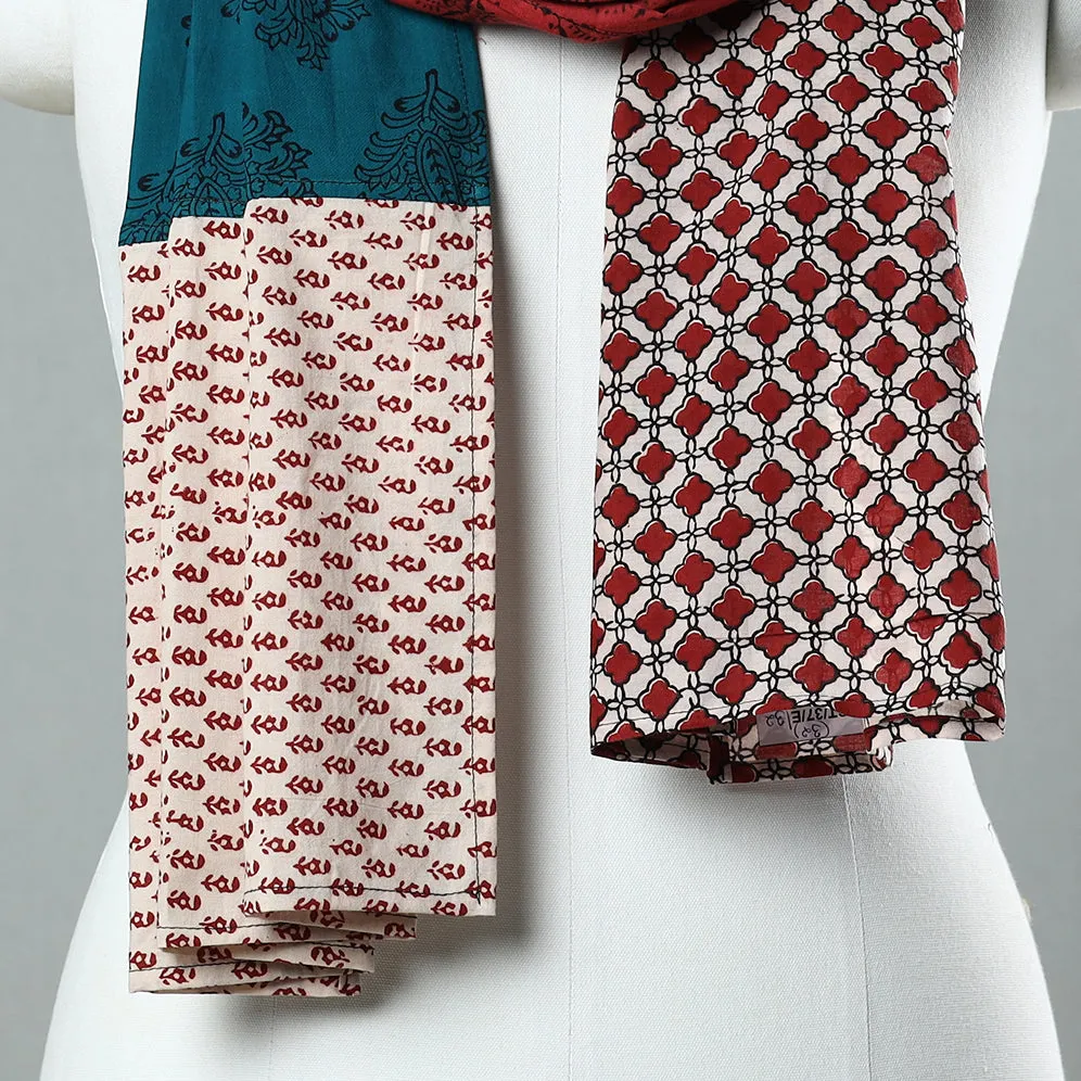 Multicolor - Bagh Block Printed Patchwork Cotton Stole 32