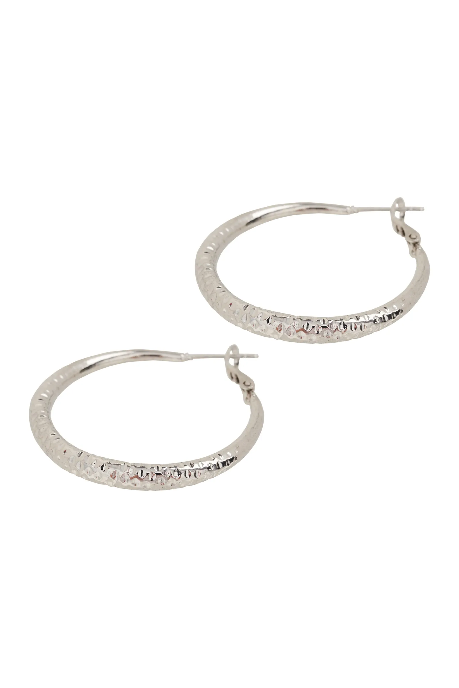 Norse Textured Hoop - Silver