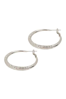 Norse Textured Hoop - Silver