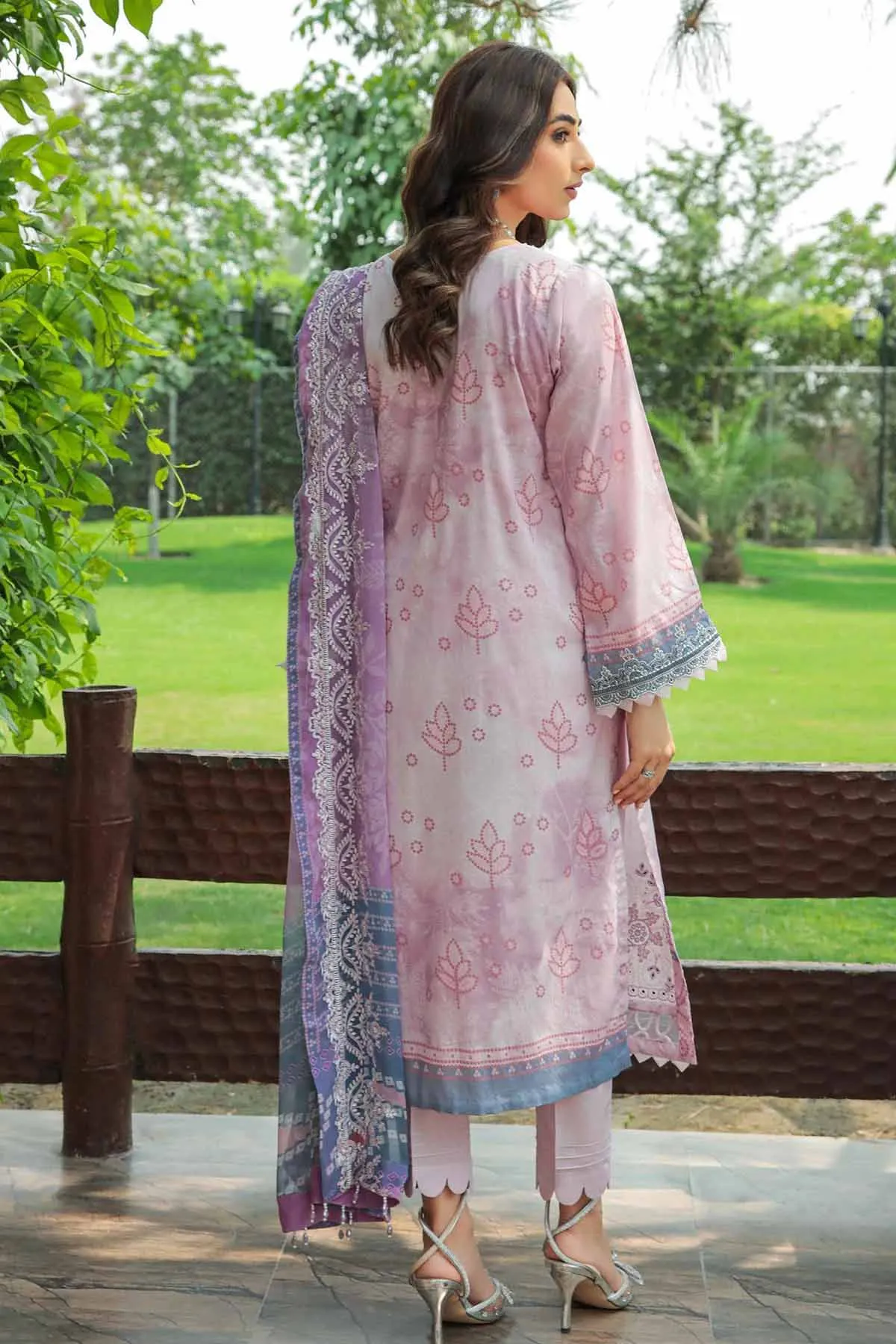 Nureh Gardenia Embroidered Pink Lawn Pakistani Suit
