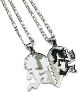 One Pair Of Pendant Charm White Black Hatchetman Hatchet Man womenJuggalo Juggalette Couple Heart Necklace 4mm 24'' silver hip hop pendant for Women, Men, hatchet man