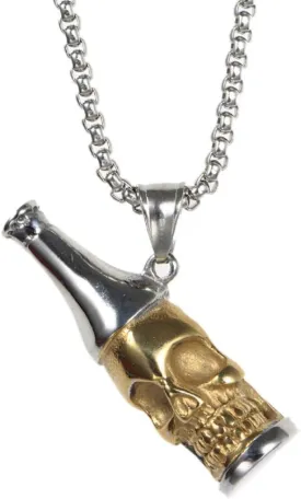 Opener Pendant,Skull Bottle Pendant Necklace for Men,Gothic Beer Opener Pendant Necklace Stainless Steel Punk Skull Bottle Opener Necklace Rock Club Opener Jewelry
