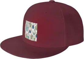 POOEDSO Saguaro Cactus Seamless Pattern Snapback Hats for Men Baseball Cap Trucker Hat Flat Brim Hats