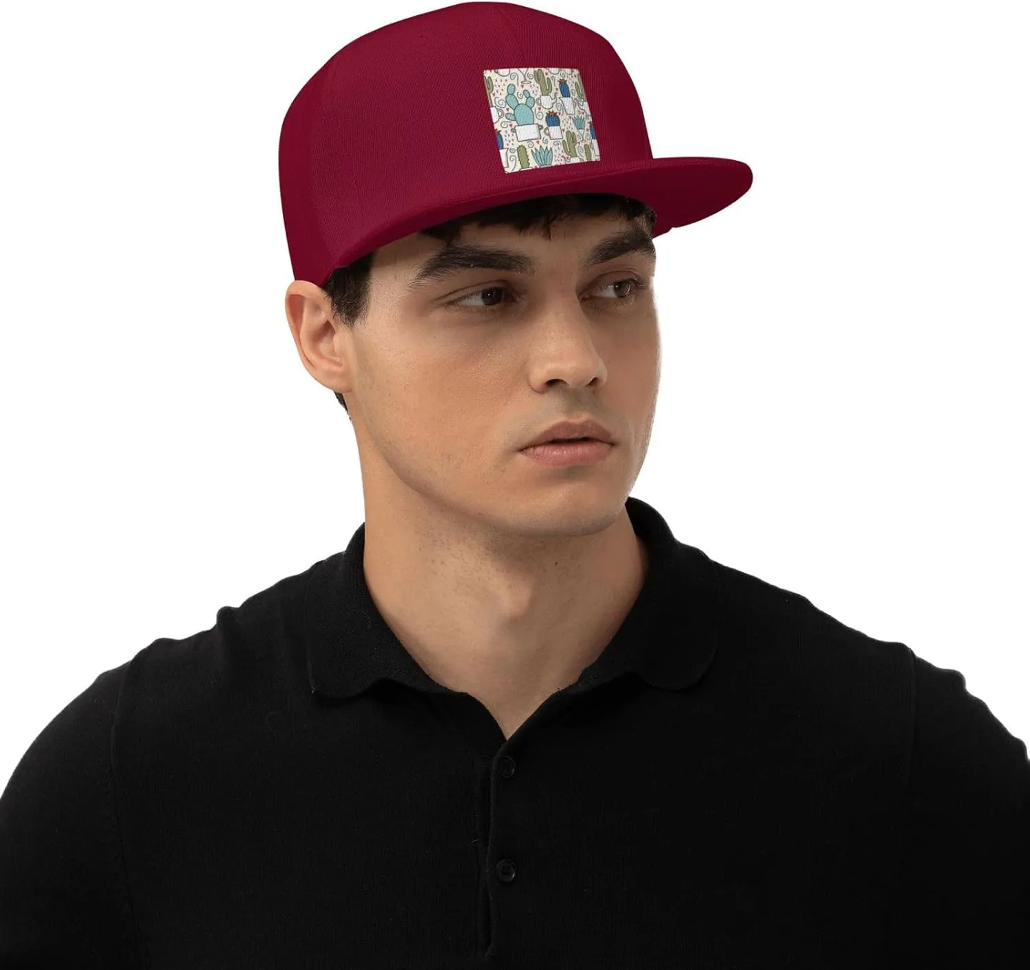 POOEDSO Saguaro Cactus Seamless Pattern Snapback Hats for Men Baseball Cap Trucker Hat Flat Brim Hats