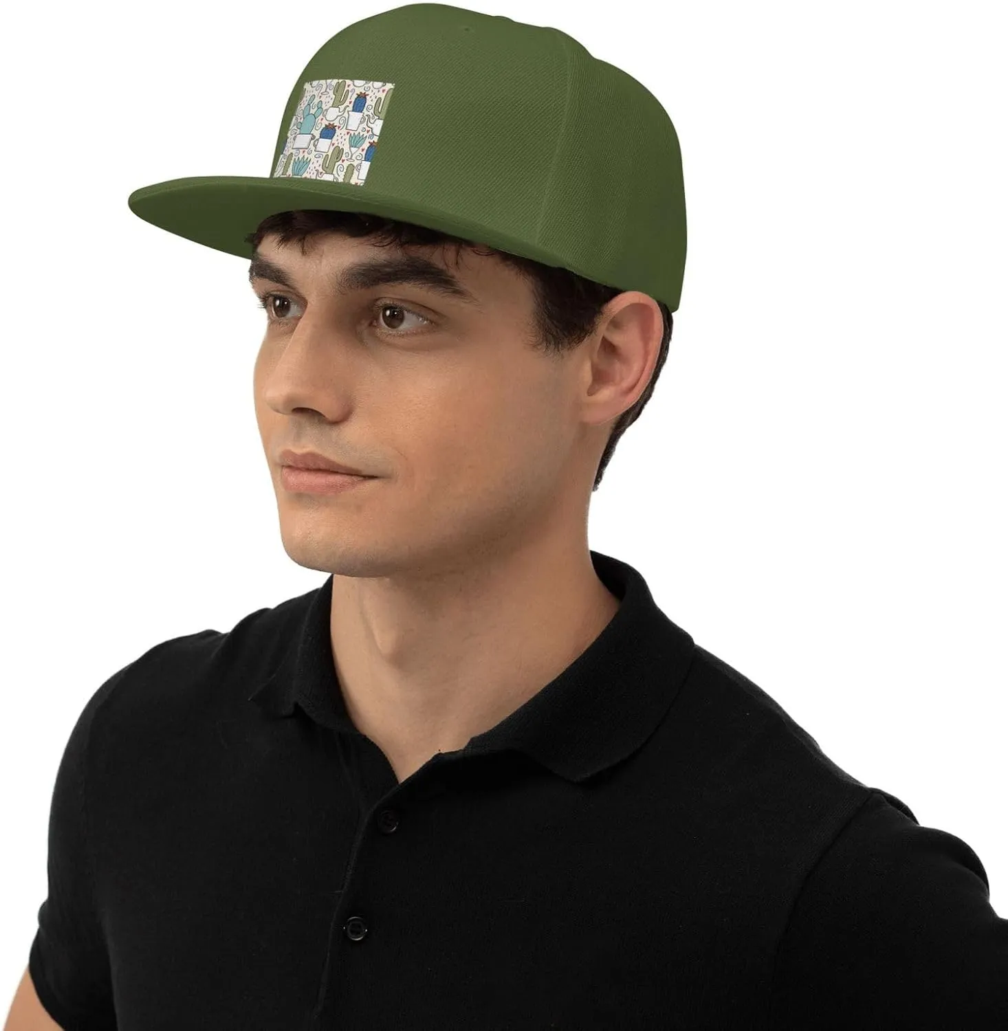 POOEDSO Saguaro Cactus Seamless Pattern Snapback Hats for Men Baseball Cap Trucker Hat Flat Brim Hats