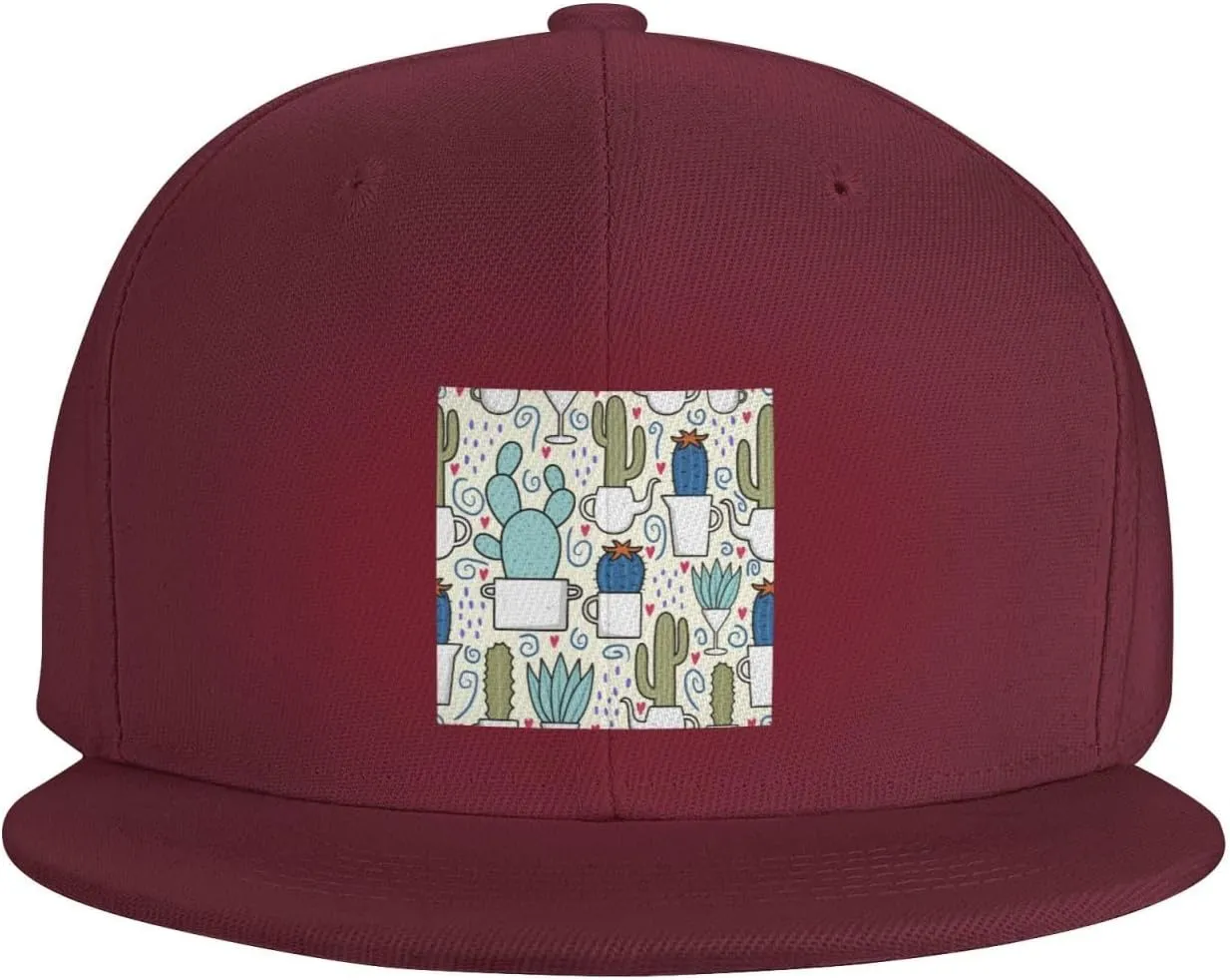 POOEDSO Saguaro Cactus Seamless Pattern Snapback Hats for Men Baseball Cap Trucker Hat Flat Brim Hats
