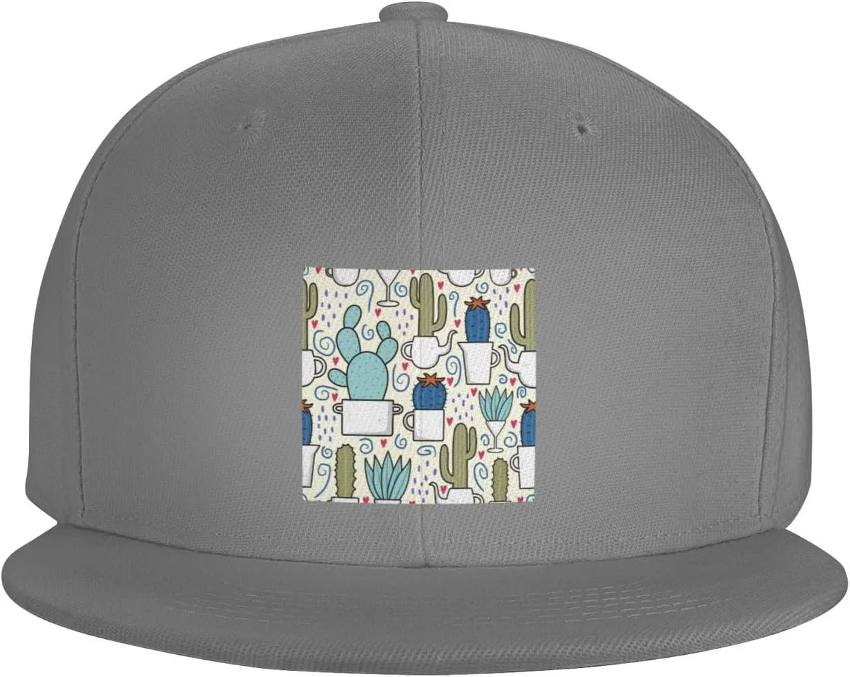 POOEDSO Saguaro Cactus Seamless Pattern Snapback Hats for Men Baseball Cap Trucker Hat Flat Brim Hats