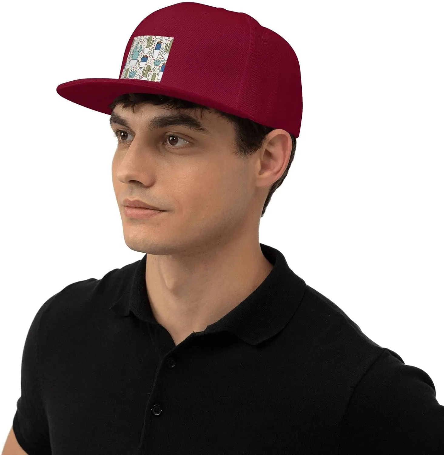 POOEDSO Saguaro Cactus Seamless Pattern Snapback Hats for Men Baseball Cap Trucker Hat Flat Brim Hats