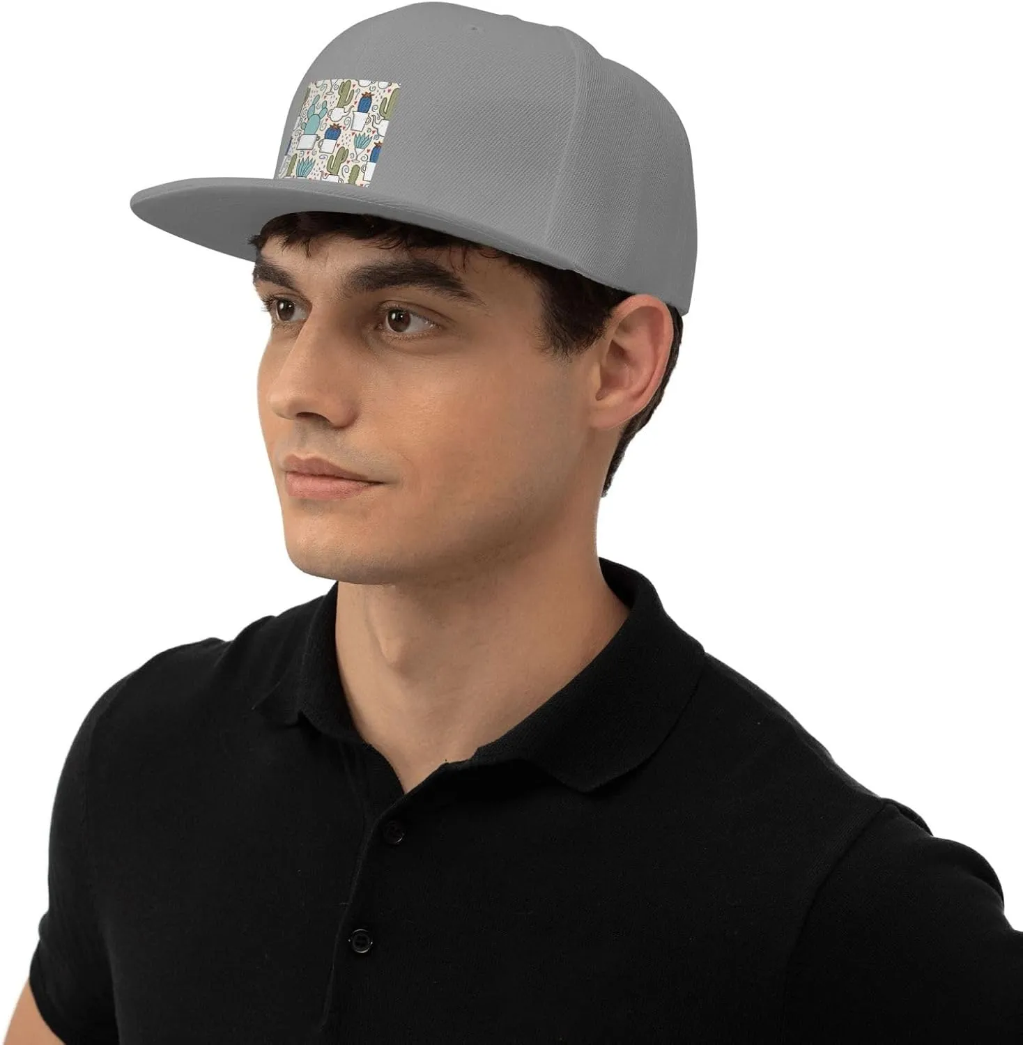 POOEDSO Saguaro Cactus Seamless Pattern Snapback Hats for Men Baseball Cap Trucker Hat Flat Brim Hats
