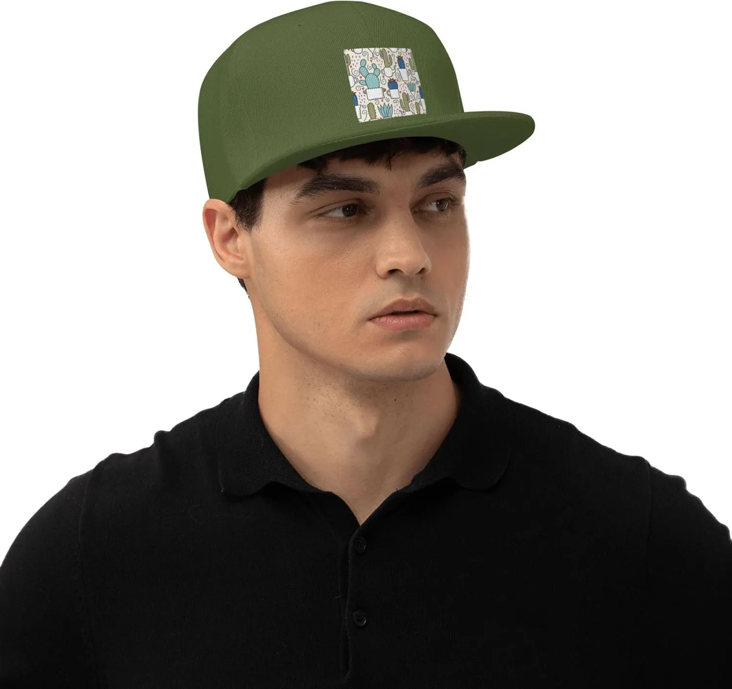 POOEDSO Saguaro Cactus Seamless Pattern Snapback Hats for Men Baseball Cap Trucker Hat Flat Brim Hats