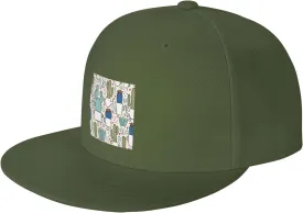 POOEDSO Saguaro Cactus Seamless Pattern Snapback Hats for Men Baseball Cap Trucker Hat Flat Brim Hats