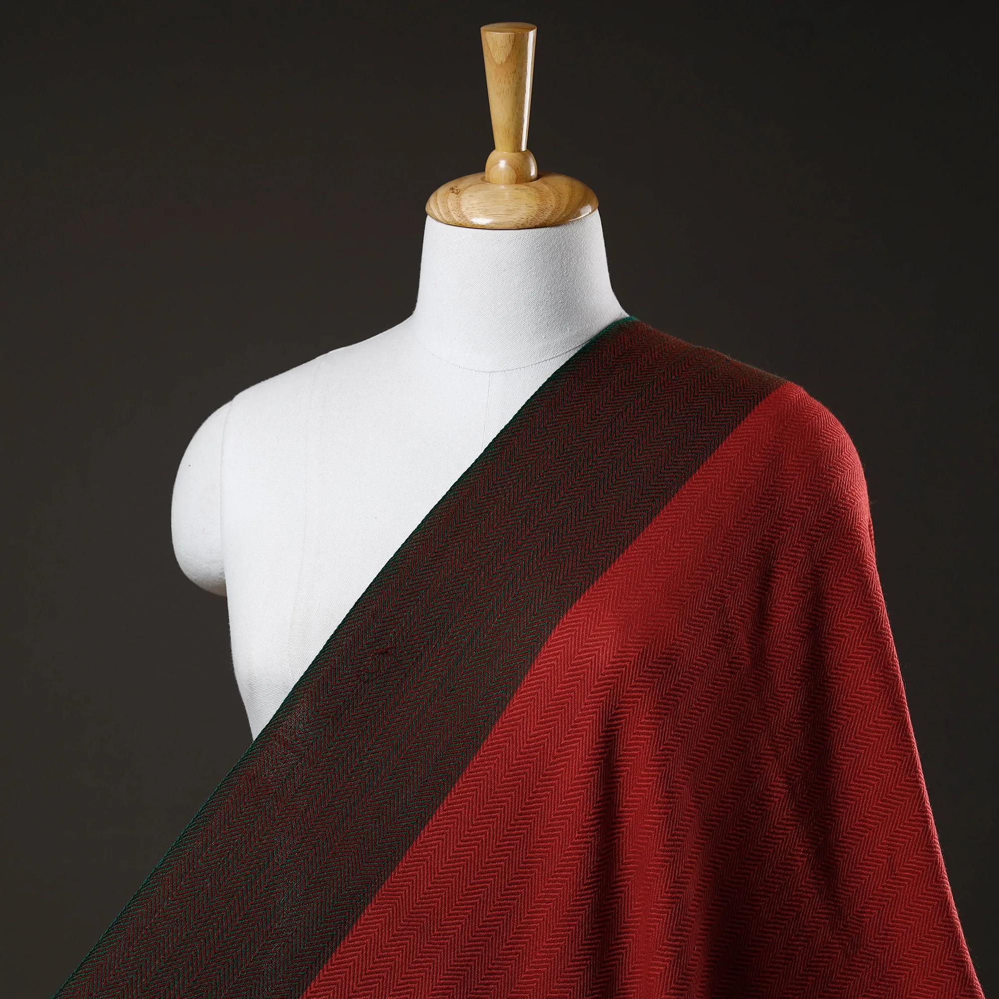 Red - Kumaun Handwoven Pure Merino Woolen Fabric 11