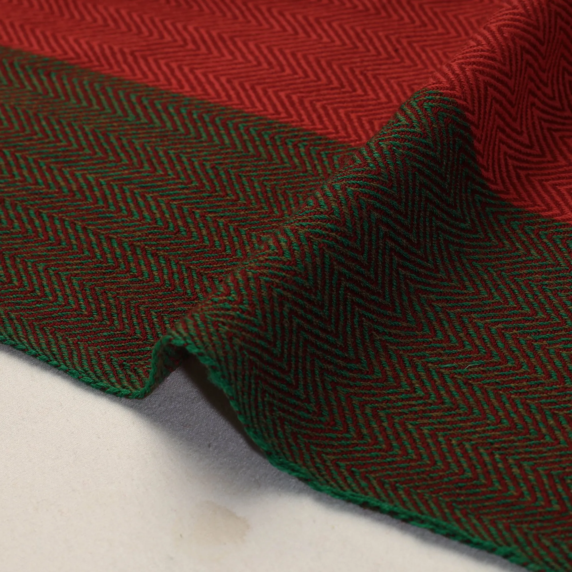Red - Kumaun Handwoven Pure Merino Woolen Fabric 11