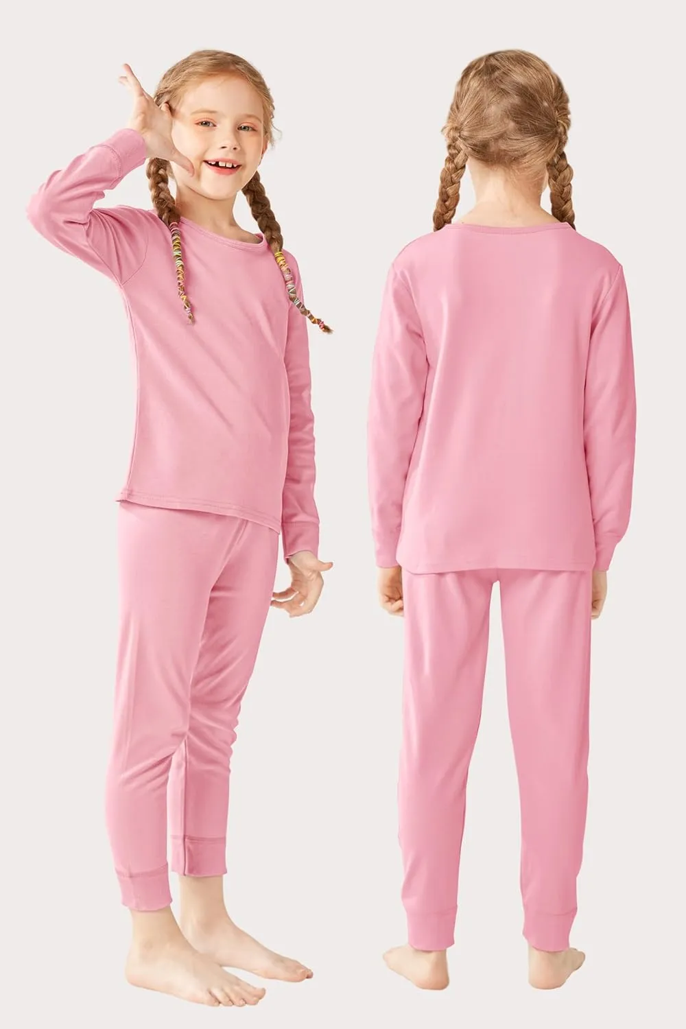 Resinta Girls Cotton Thermal Underwear Set Toddler Long Johns Kids Winter Base Layer Top & Bottom
