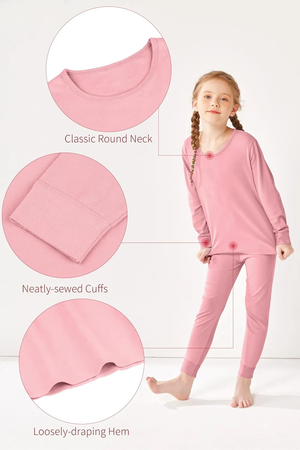 Resinta Girls Cotton Thermal Underwear Set Toddler Long Johns Kids Winter Base Layer Top & Bottom