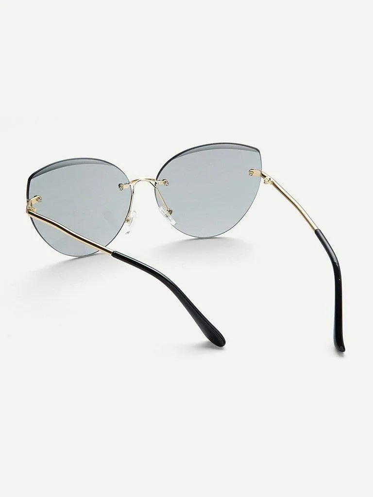 Rimless Cat Eye Sunglasses