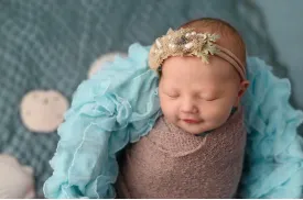 Ruffle Stretch Knit Wrap in Light Aqua