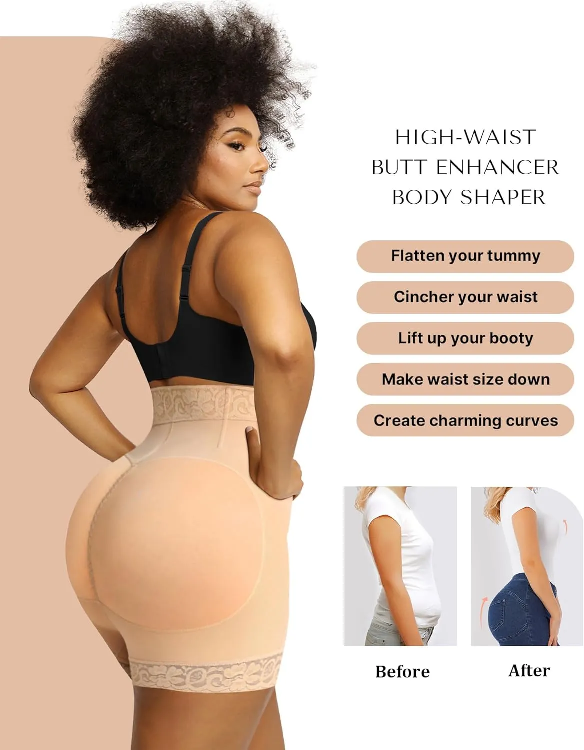 SHAPELLX Butt Lifter Shapewear Tummy Control Shorts For Women Waist Cincher With Hook Zipper Closure Body Shaper Wear