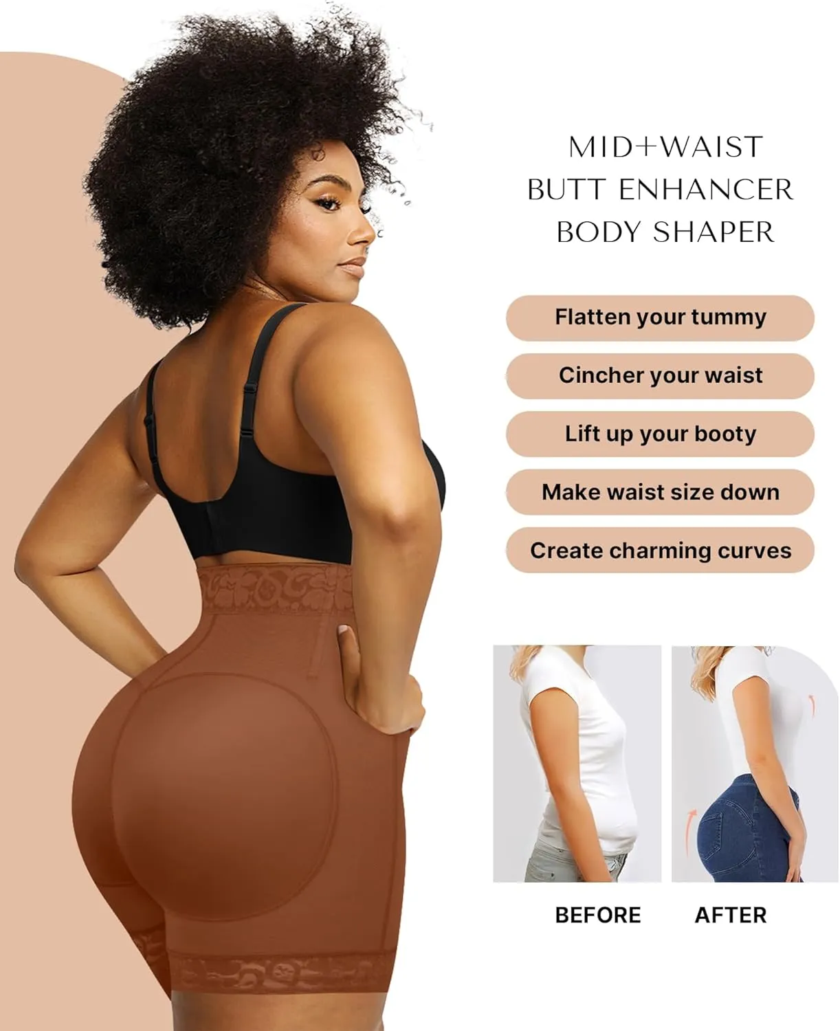 SHAPELLX Butt Lifter Shapewear Tummy Control Shorts For Women Waist Cincher With Hook Zipper Closure Body Shaper Wear