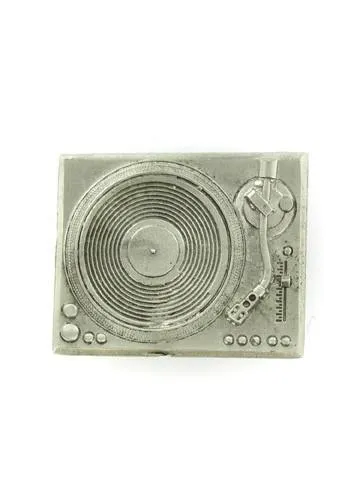 Silver Record Player DJ Turntable Belt Buckle