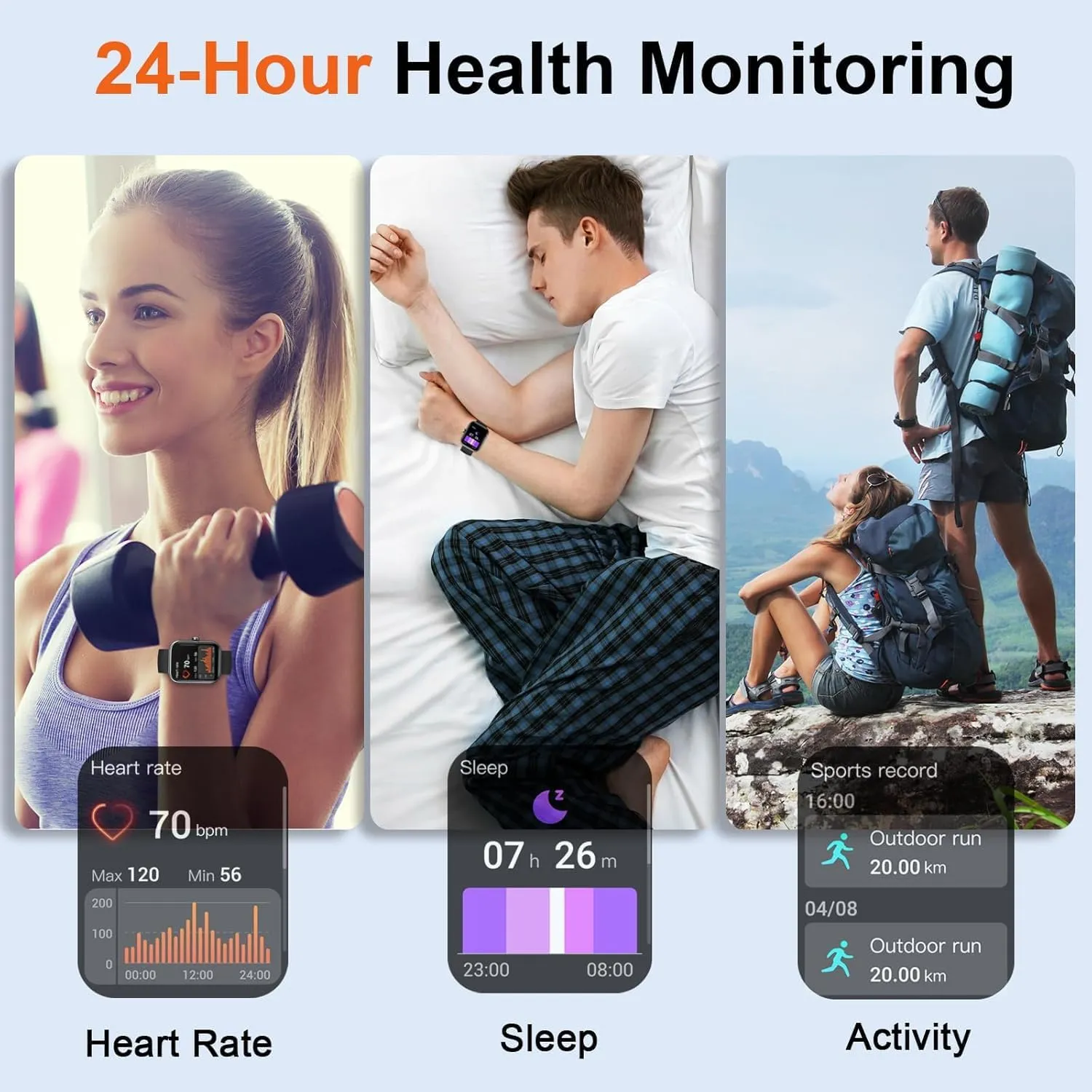 Smart Watch for Men Women(Answer/Make Calls), 1.96" HD Smartwatch, Fitness Tracker with 110  Sport Modes, IP68 Waterproof, Heart Rate/Sleep/Step Monitor, Pedometer, Activity Tracker for Android iOS