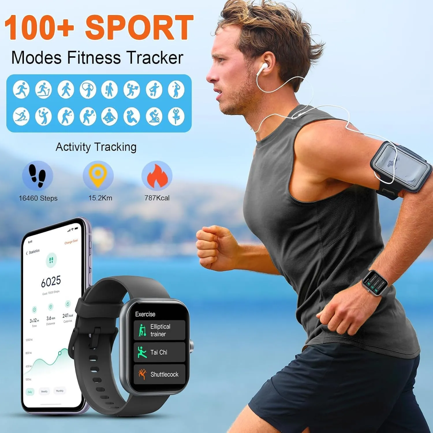 Smart Watch for Men Women(Answer/Make Calls), 1.96" HD Smartwatch, Fitness Tracker with 110  Sport Modes, IP68 Waterproof, Heart Rate/Sleep/Step Monitor, Pedometer, Activity Tracker for Android iOS