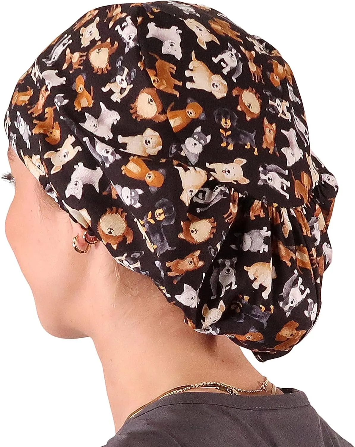 Sparkling EARTH Euro Style Riley Medical Scrub Caps - Adjustable Cord Lock Closure - Made in The USA!